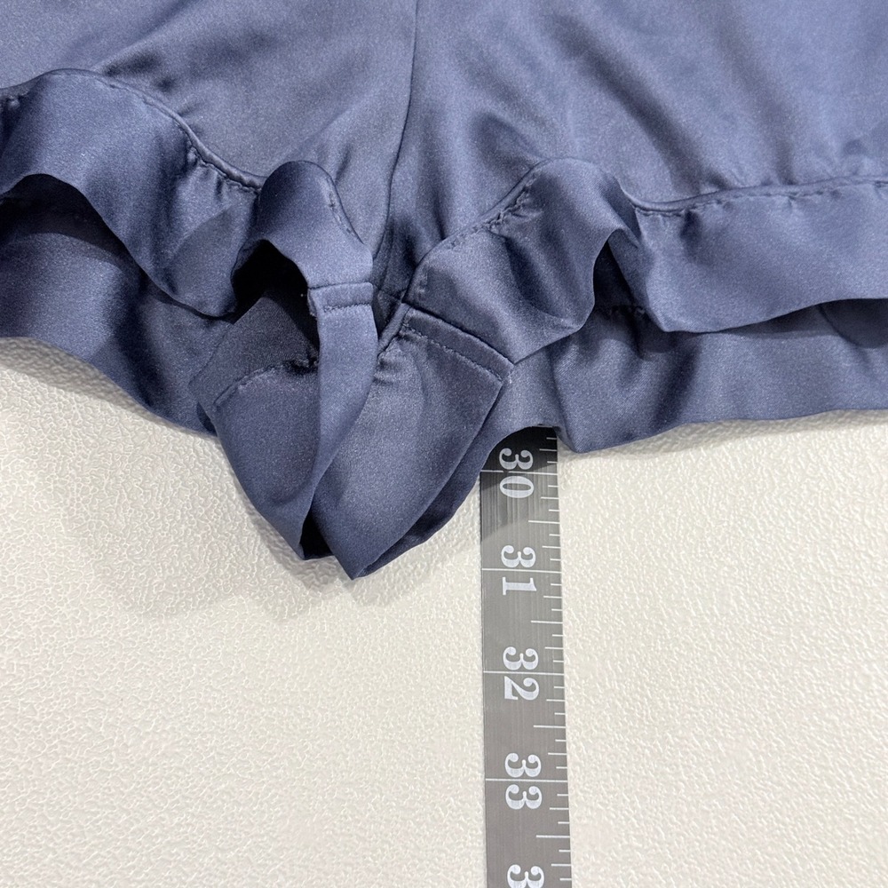 Victoria's Secret Satin pajama Romper Womens Sz M Navy Blue Loungewear vacation - Picture 9 of 10